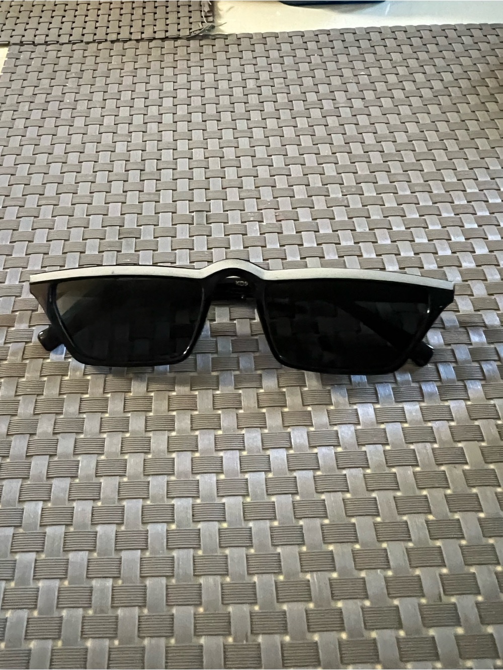 Black Rectangular Sunglasses with Thin Silver Trim